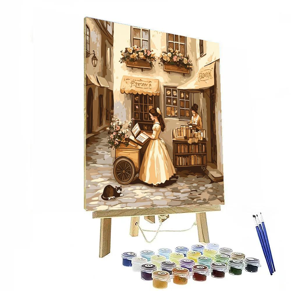 Belle Baker Street Book Cart Disney Inspired Number painting