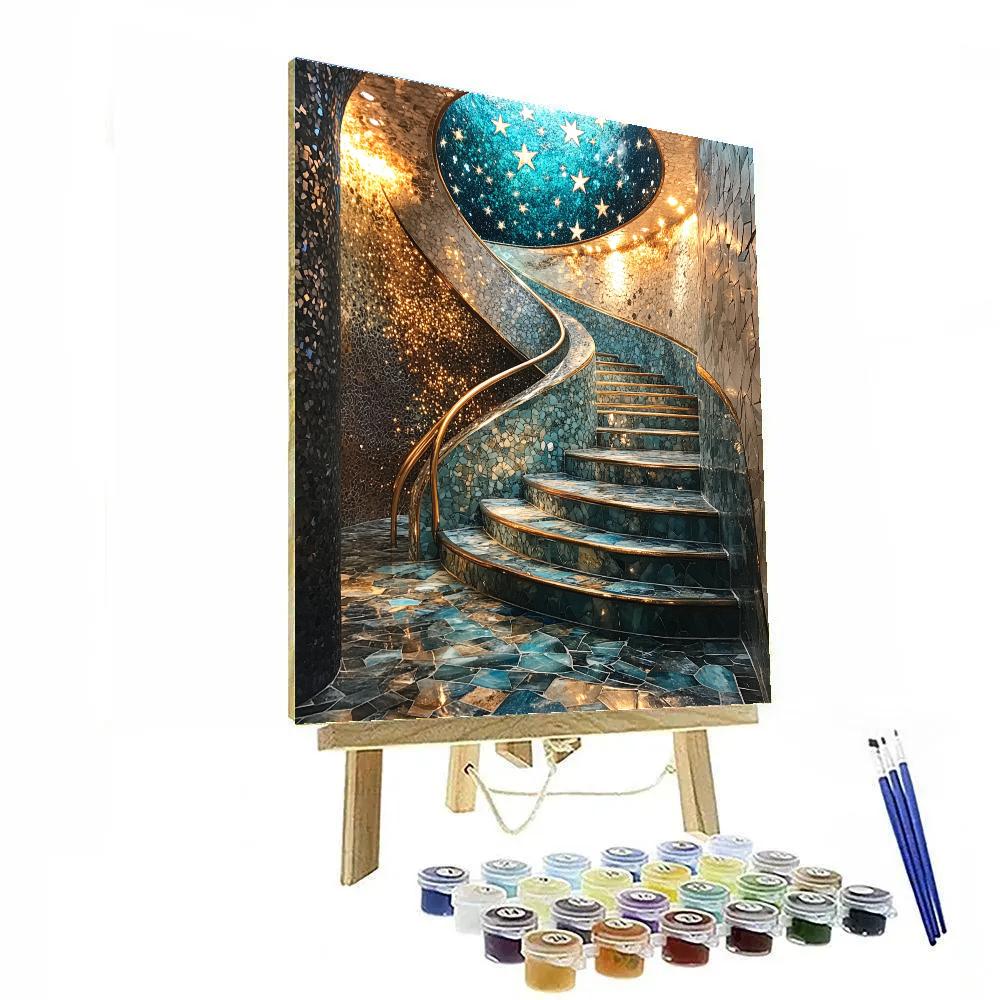 Gaudí Inspired Star Window Stairwell paint by numbers