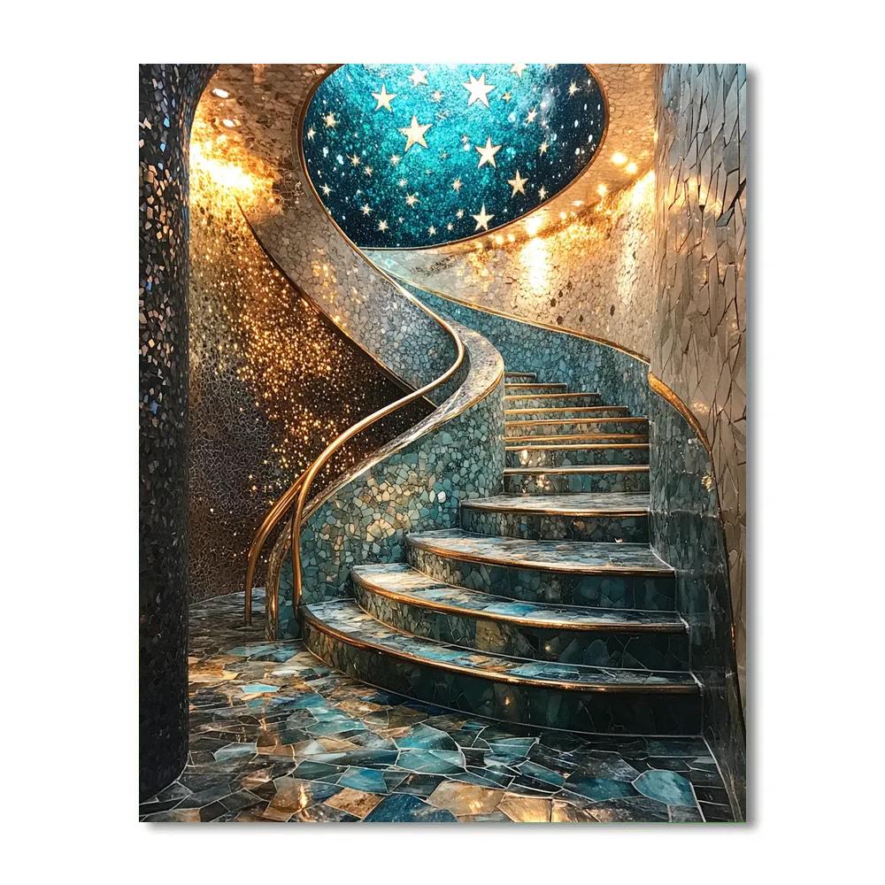 Gaudí Inspired Star Window Stairwell paint by numbers