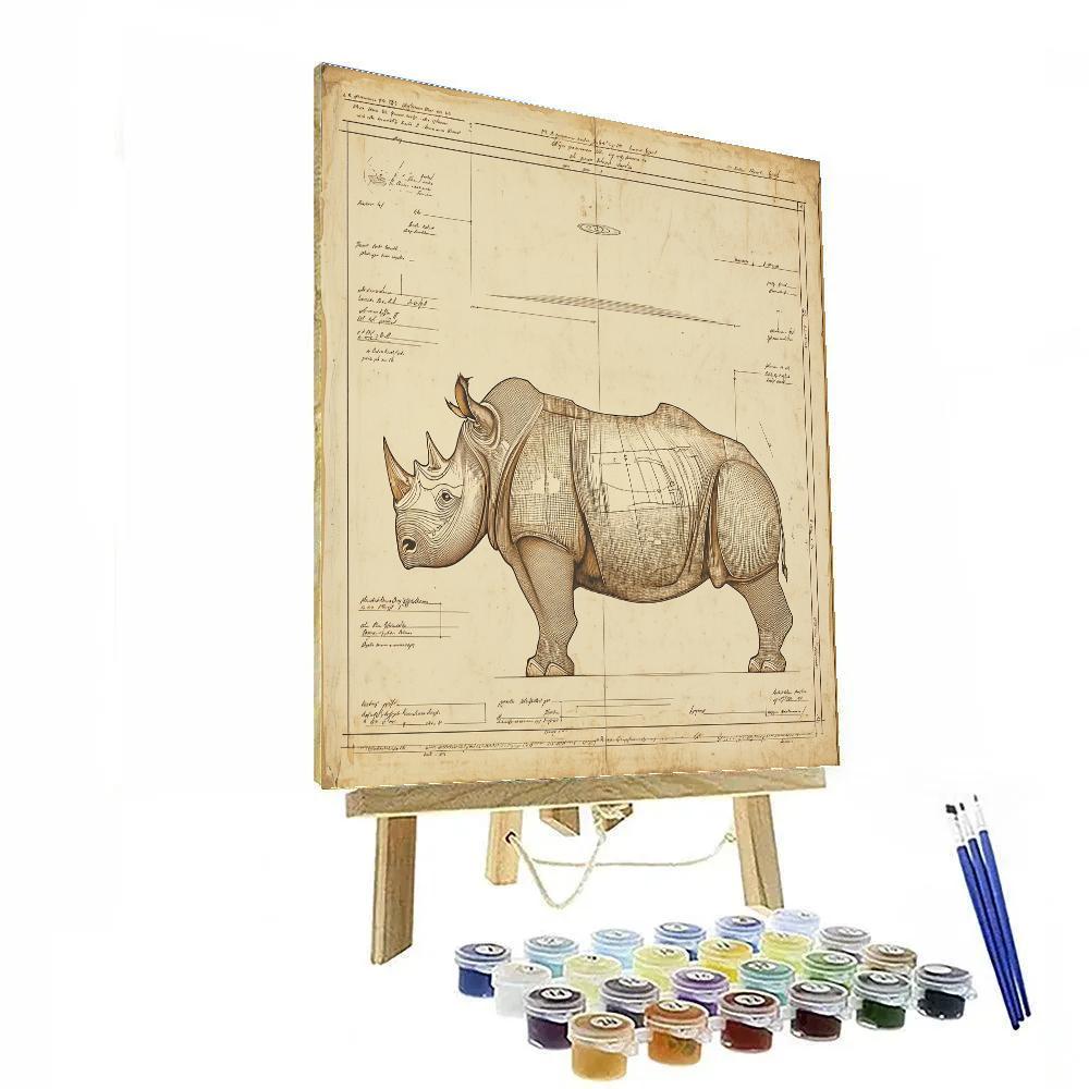 Dürer Inspired Rhinoceros And Comet DIY paint by numbers