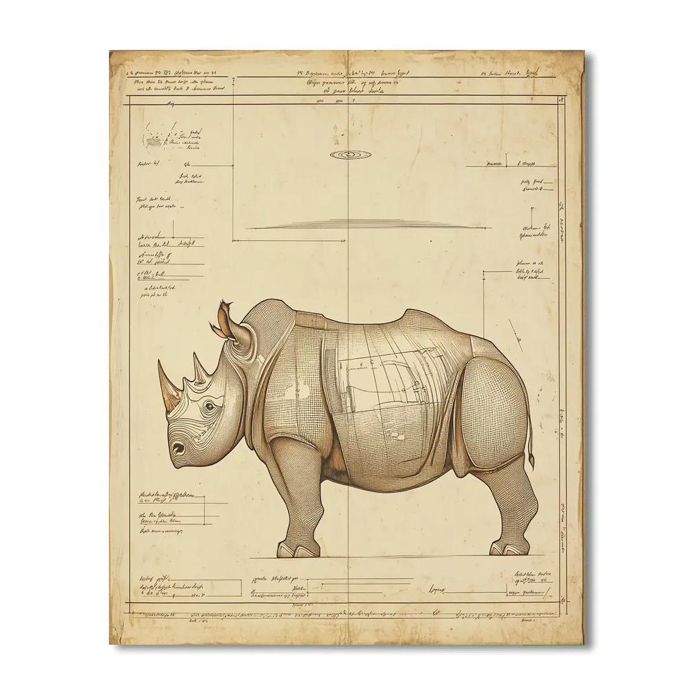 Dürer Inspired Rhinoceros And Comet DIY paint by numbers