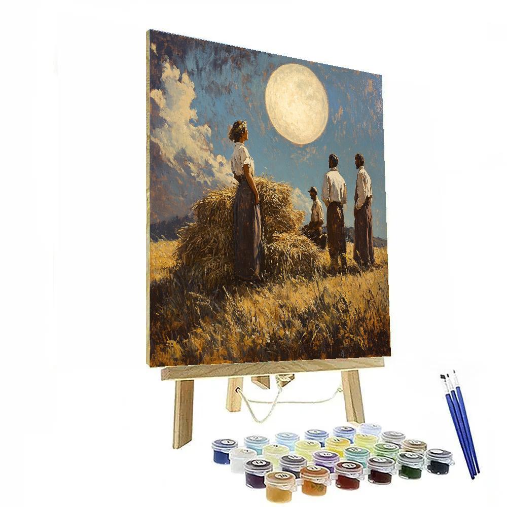 Jean Francois Millet Inspired Harvest Under Moon paint by color