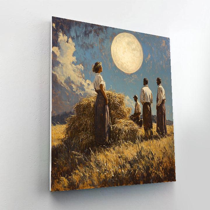 Jean Francois Millet Inspired Harvest Under Moon paint by color