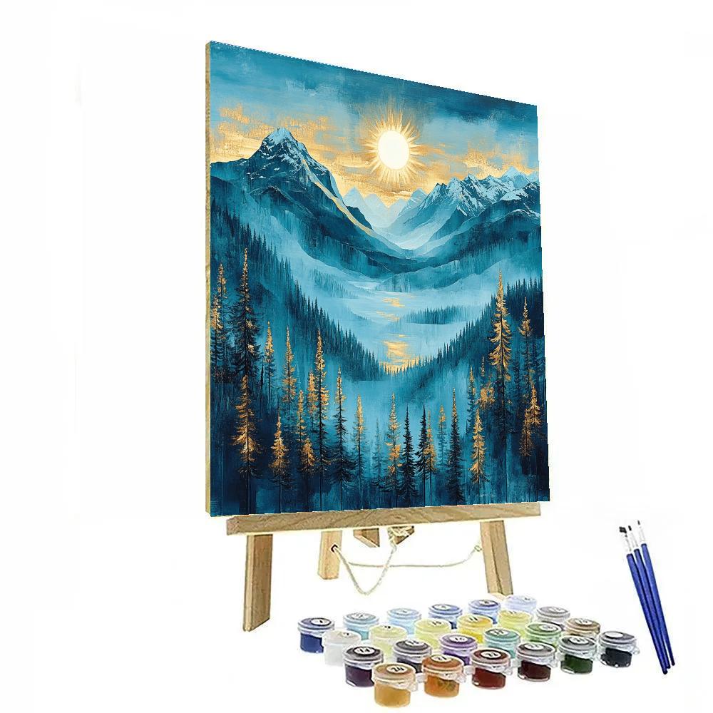 Albert Bierstadt Inspired Alpine Sunrise paint by number