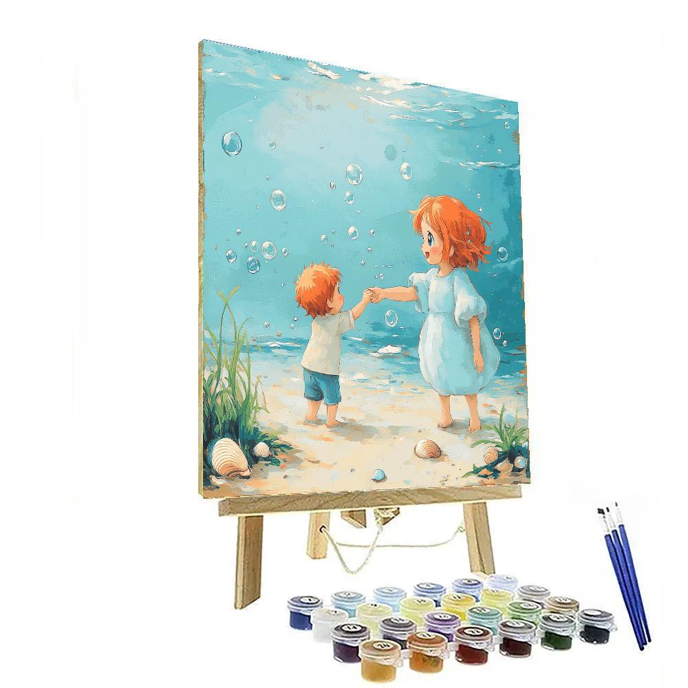 Ponyo Shore Hug Disney Inspired Number painting