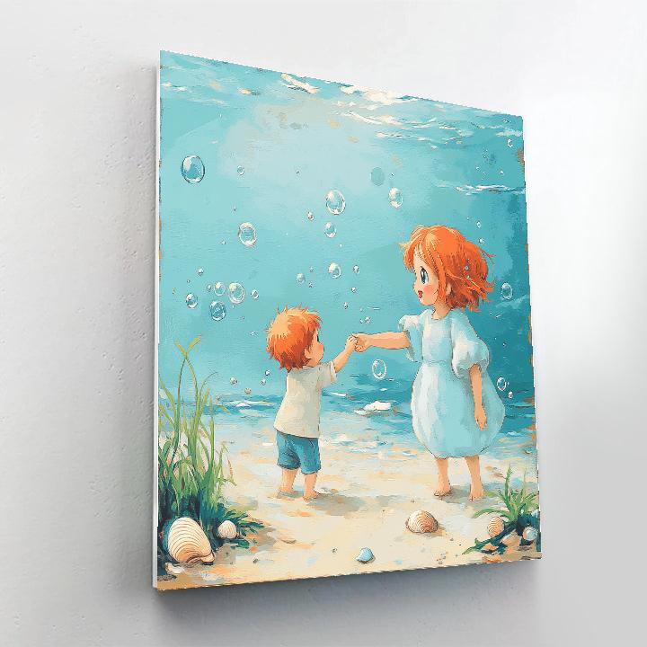 Ponyo Shore Hug Disney Inspired Number painting