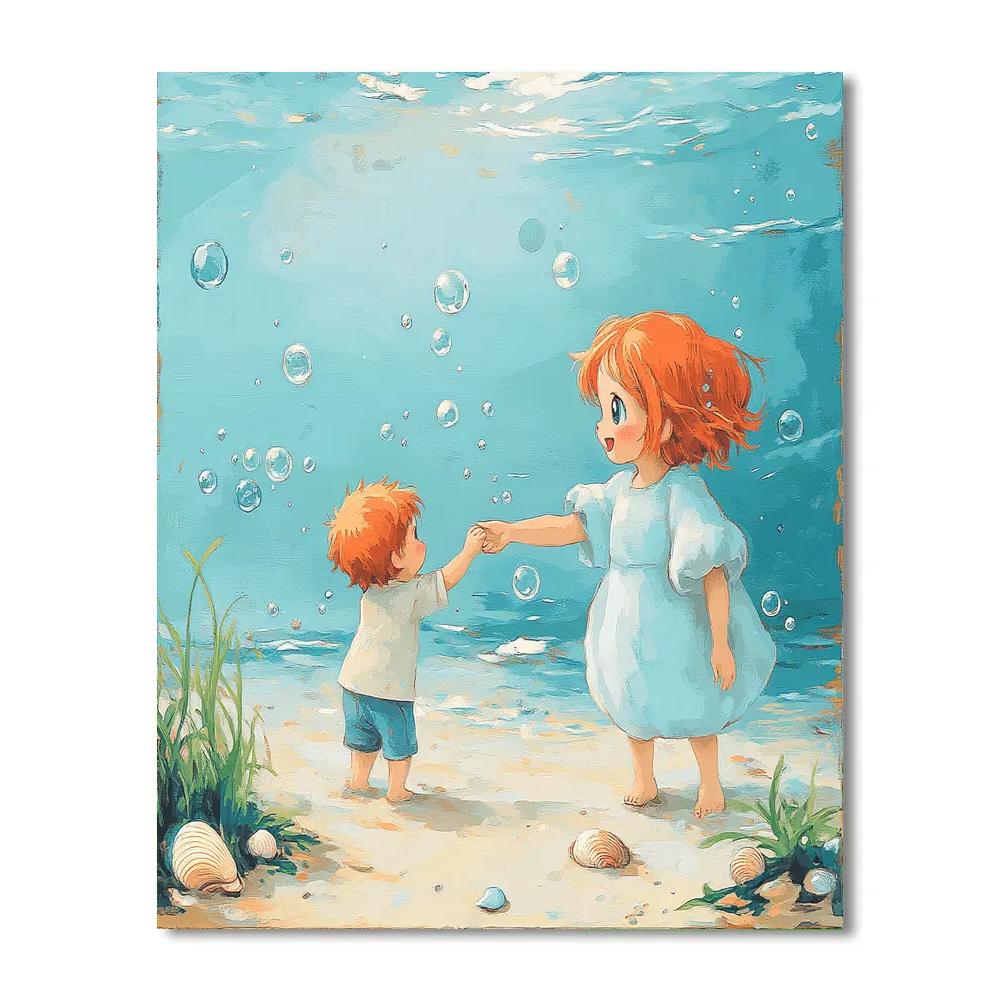 Ponyo Shore Hug Disney Inspired Number painting