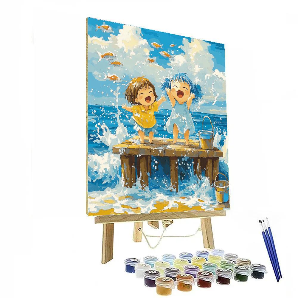 Ponyo And Sosuke Joyful Splash Disney Inspired Painting by numbers kit