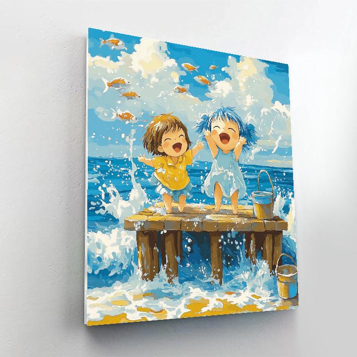Ponyo And Sosuke Joyful Splash Disney Inspired Painting by numbers kit