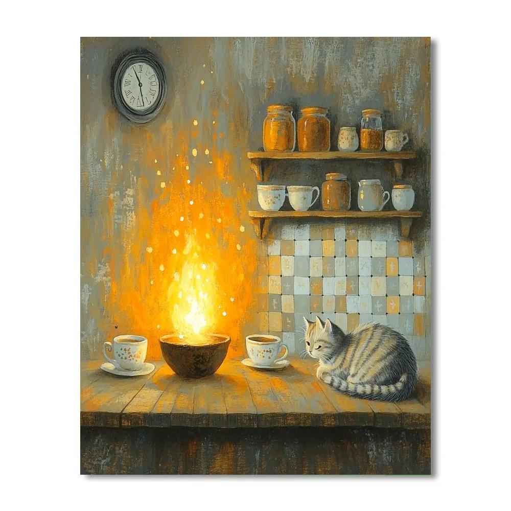 Howl Cat Calcifer Cozy Chat Disney Inspired Numbered painting kits