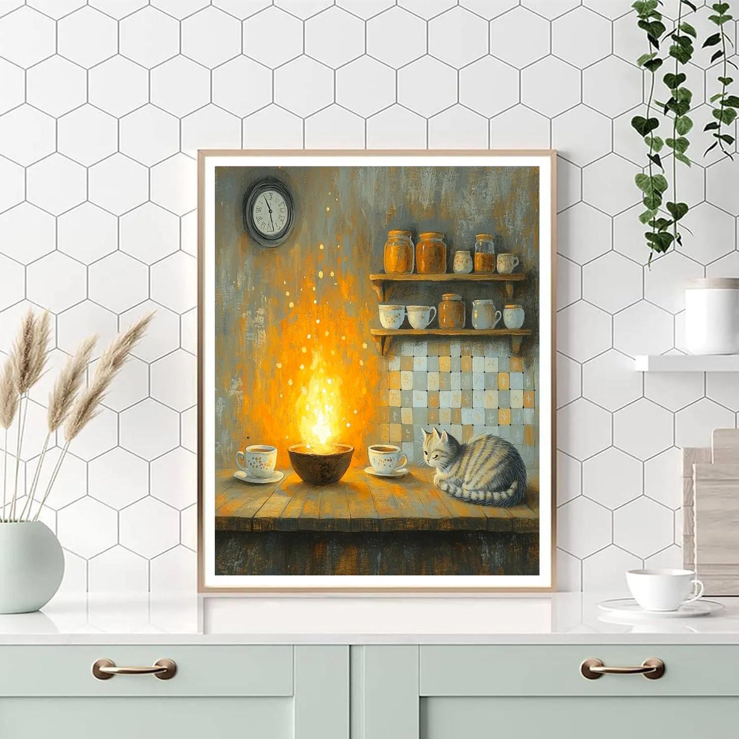 Howl Cat Calcifer Cozy Chat Disney Inspired Numbered painting kits