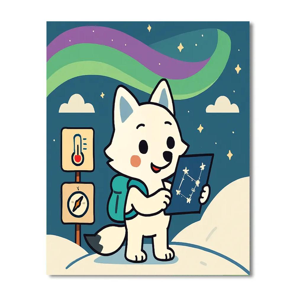 Aurora Arctic Fox Science Camp DIY paint by numbers