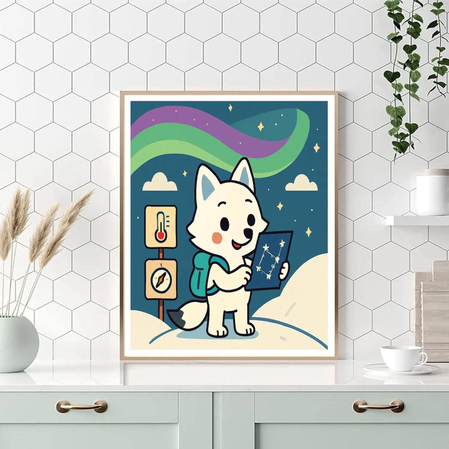 Aurora Arctic Fox Science Camp DIY paint by numbers