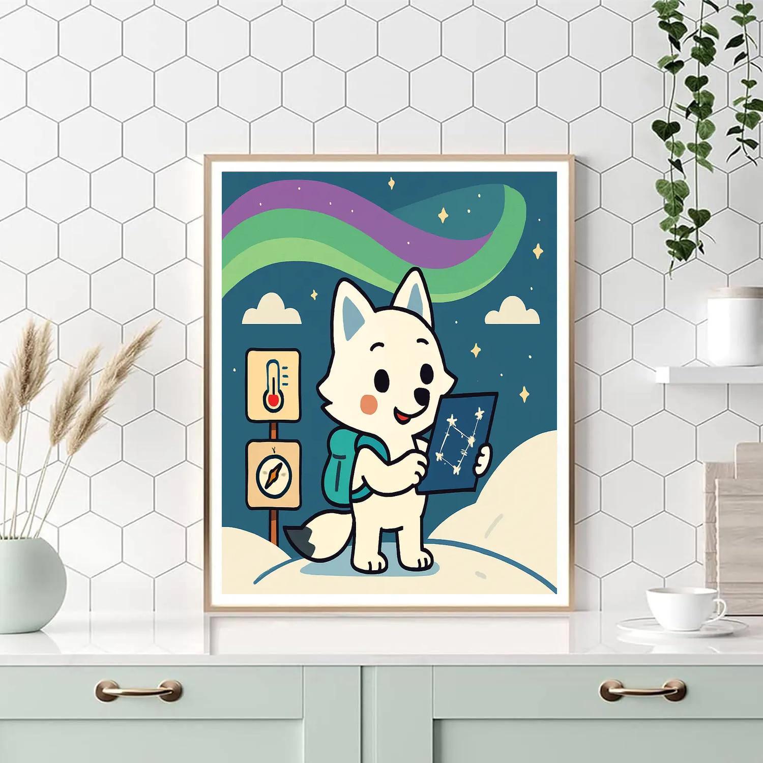 Aurora Arctic Fox Science Camp DIY paint by numbers