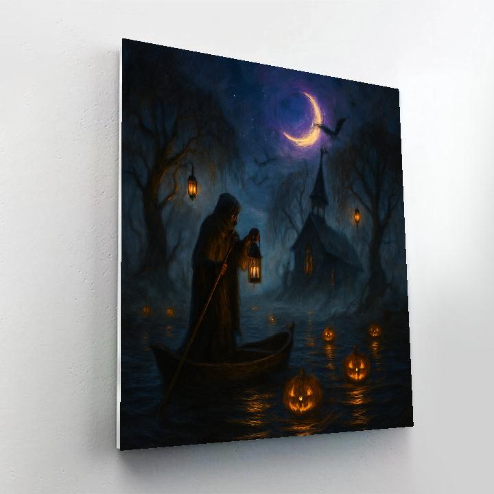 Lantern Ferry Through The Pumpkin Marsh Paint by numbers art