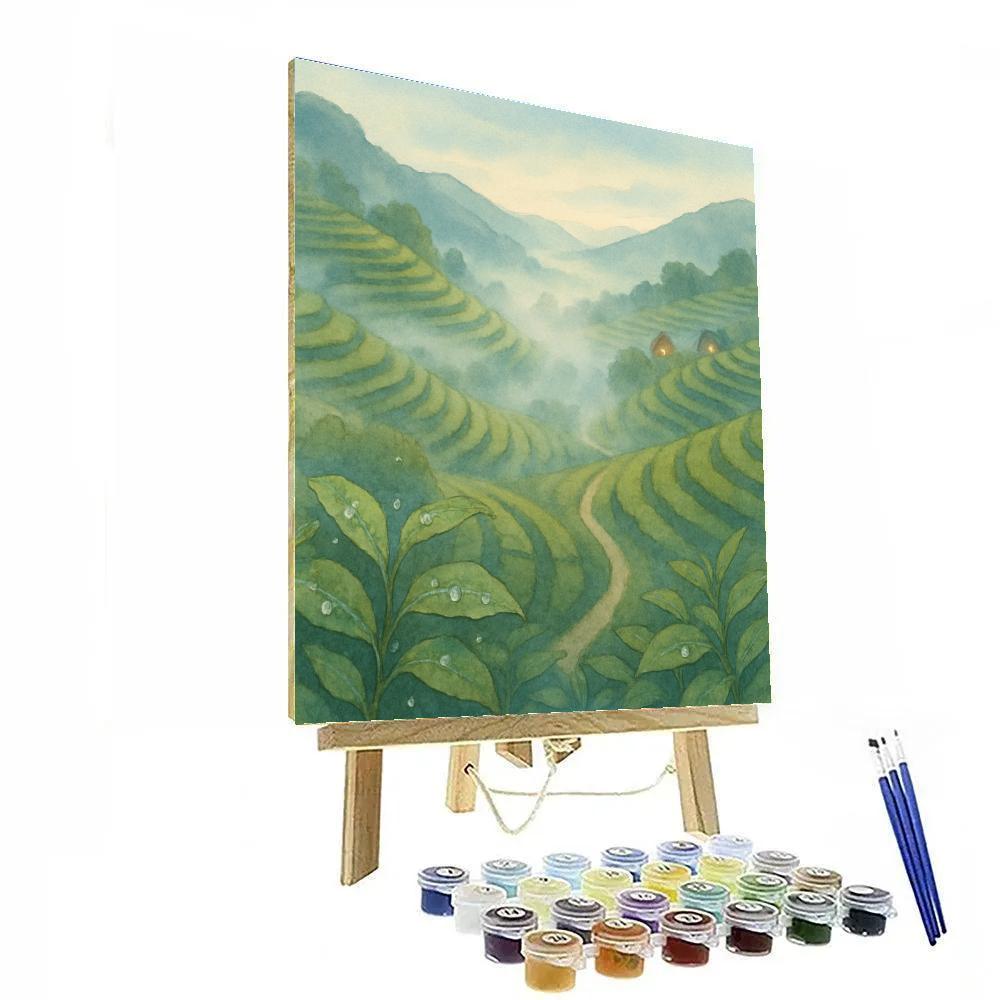 Pearl Mist Over The Terraced Tea Hills Paint by numbers kits