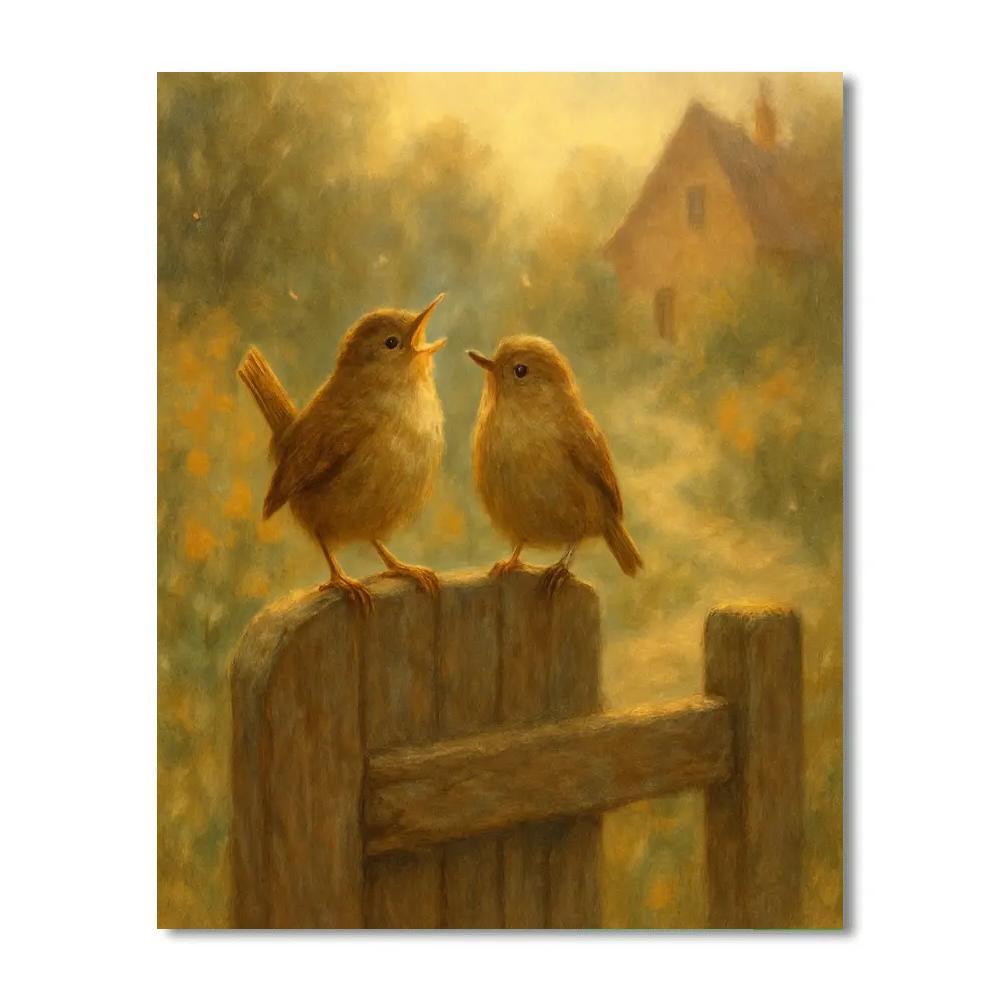 Lantern Light Wrens At The Garden Gate Paint by numbers kits