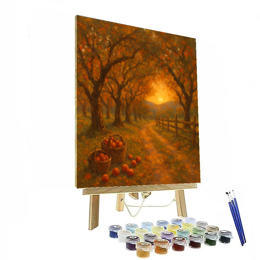 Amber Orchard Lane At Harvest Sunset Painting by numbers kit