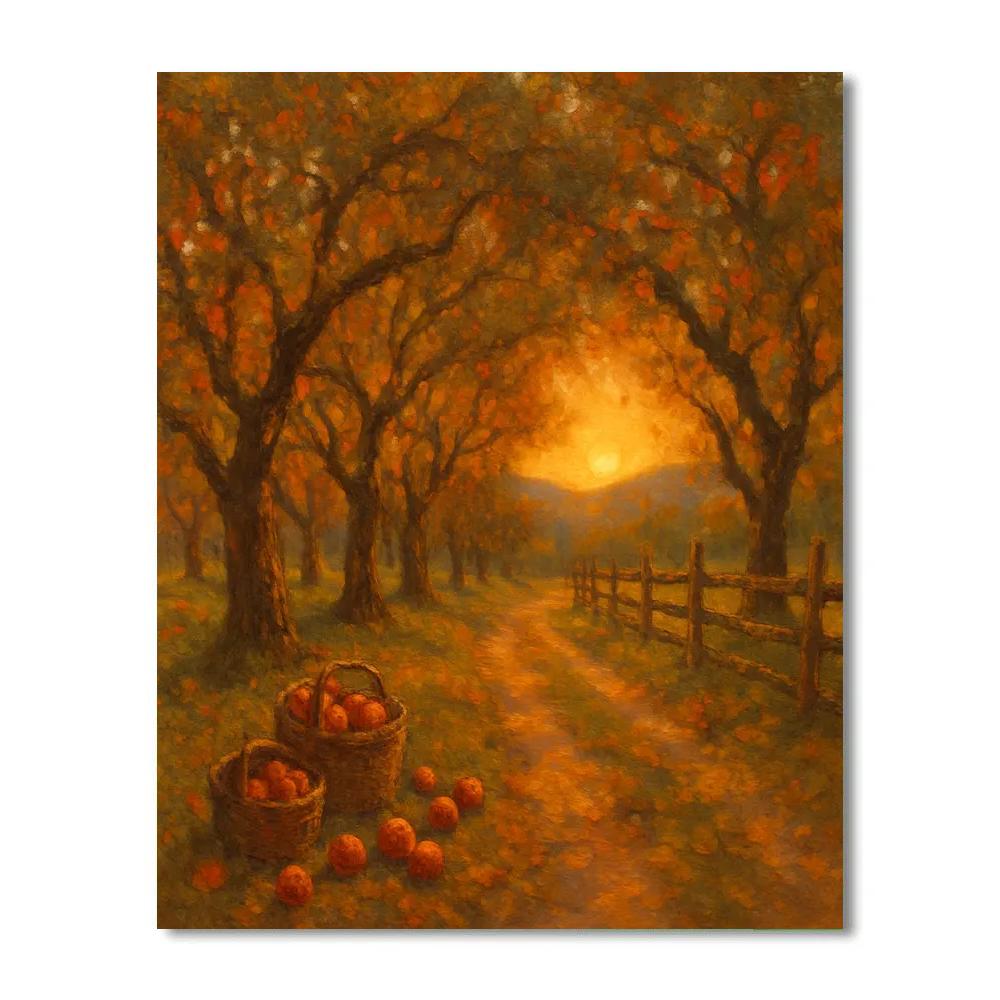 Amber Orchard Lane At Harvest Sunset Painting by numbers kit