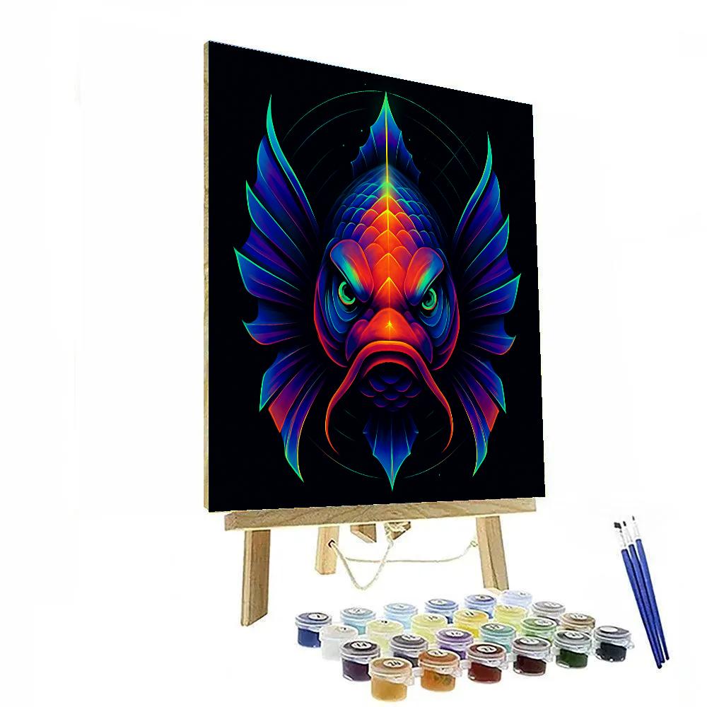 Neon Koi Samurai Stare Painting by numbers kit