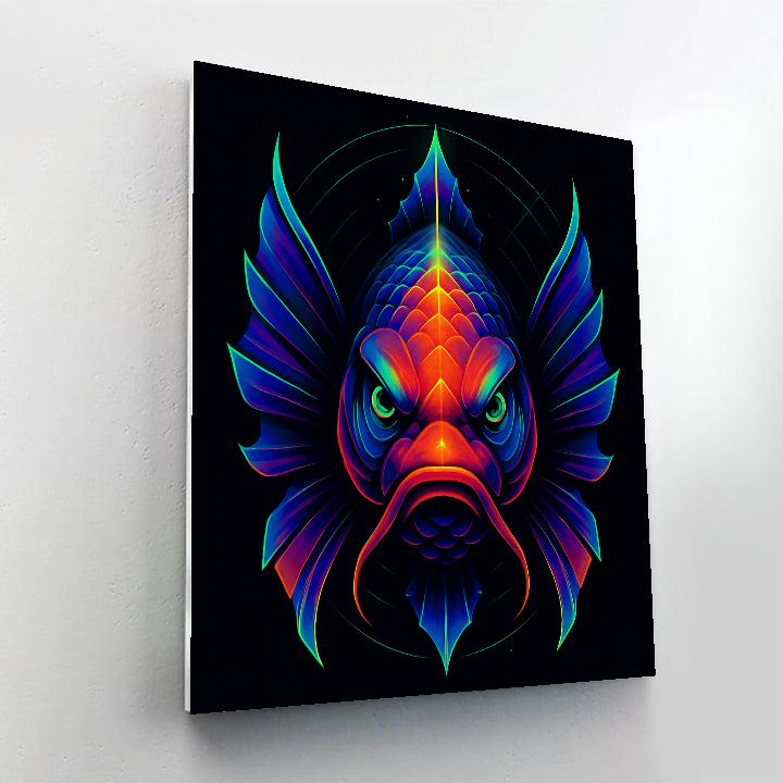 Neon Koi Samurai Stare Painting by numbers kit