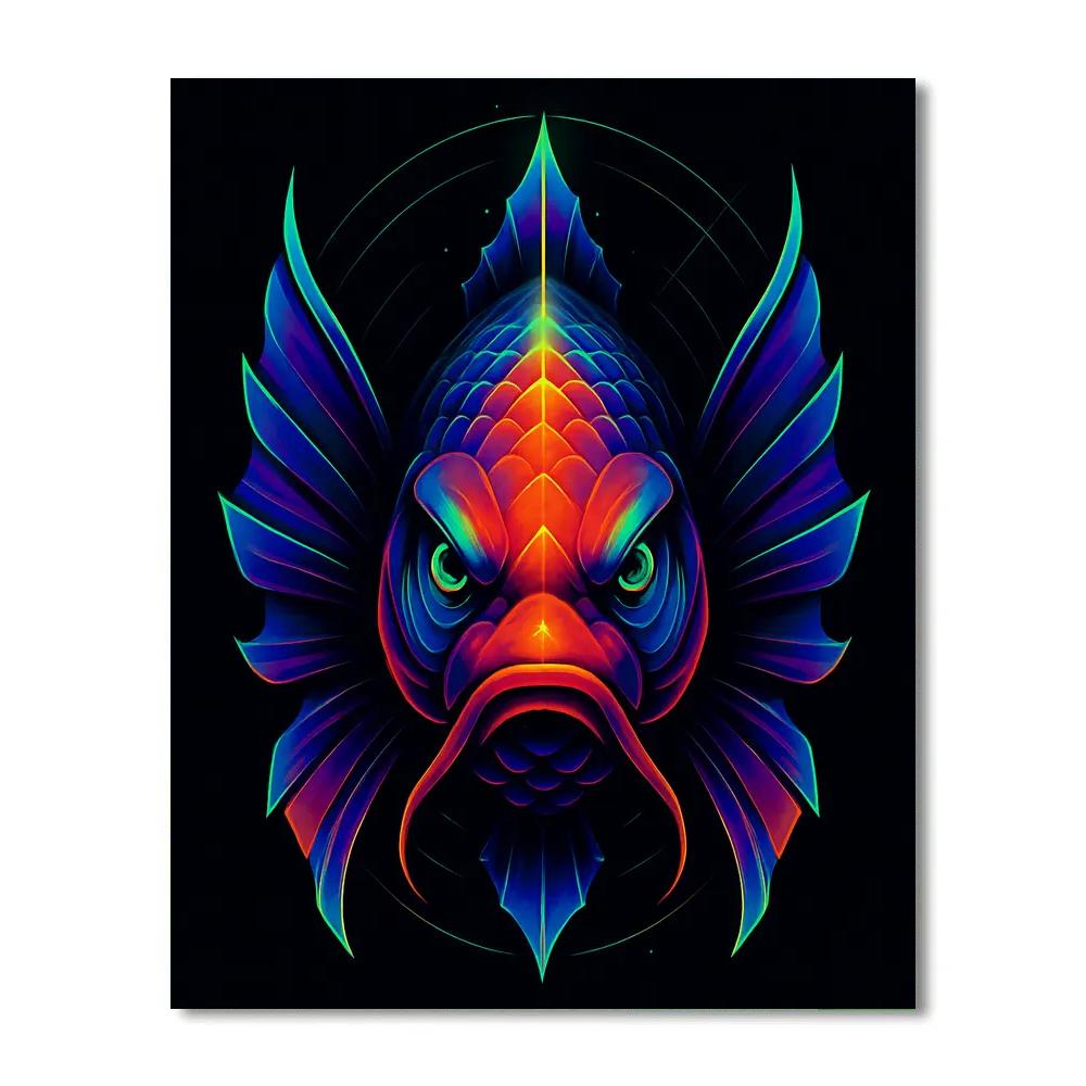 Neon Koi Samurai Stare Painting by numbers kit