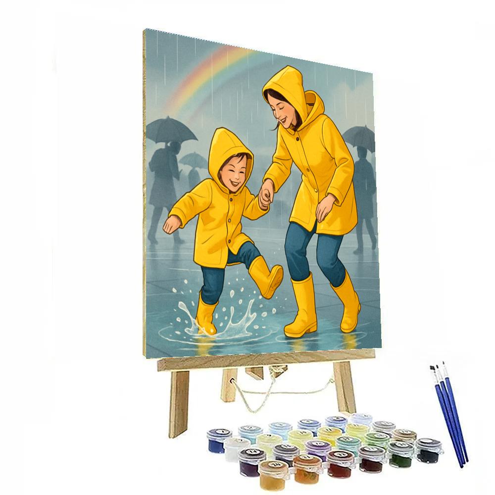 Raincoat Puddle Adventure DIY paint by numbers