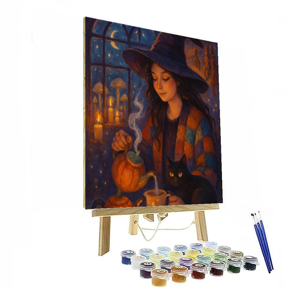 Midnight Tea At The Witchs Glasshouse paint by numbers