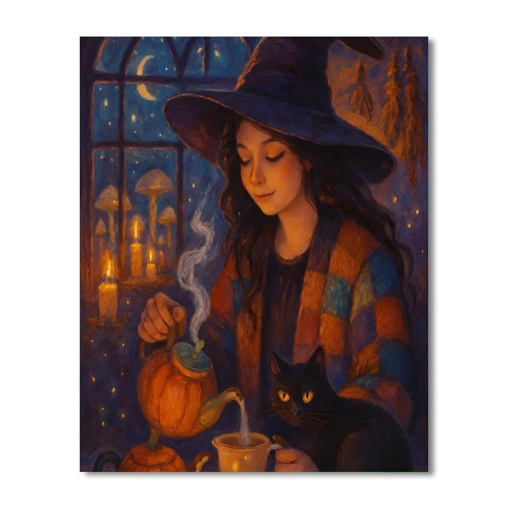 Midnight Tea At The Witchs Glasshouse paint by numbers
