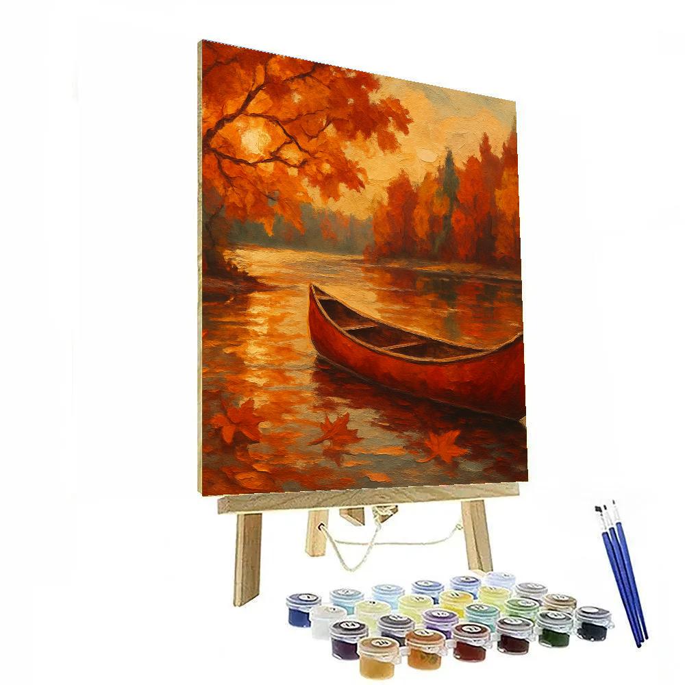 Autumn Canoe Beneath Copper Maples paint by numbers