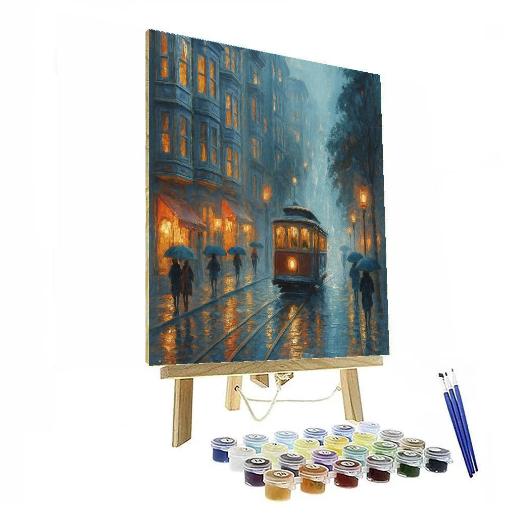 Rain Gloss Tram Street In The Hills DIY paint by numbers