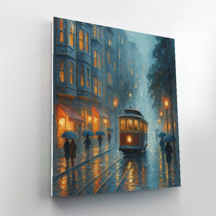 Rain Gloss Tram Street In The Hills DIY paint by numbers