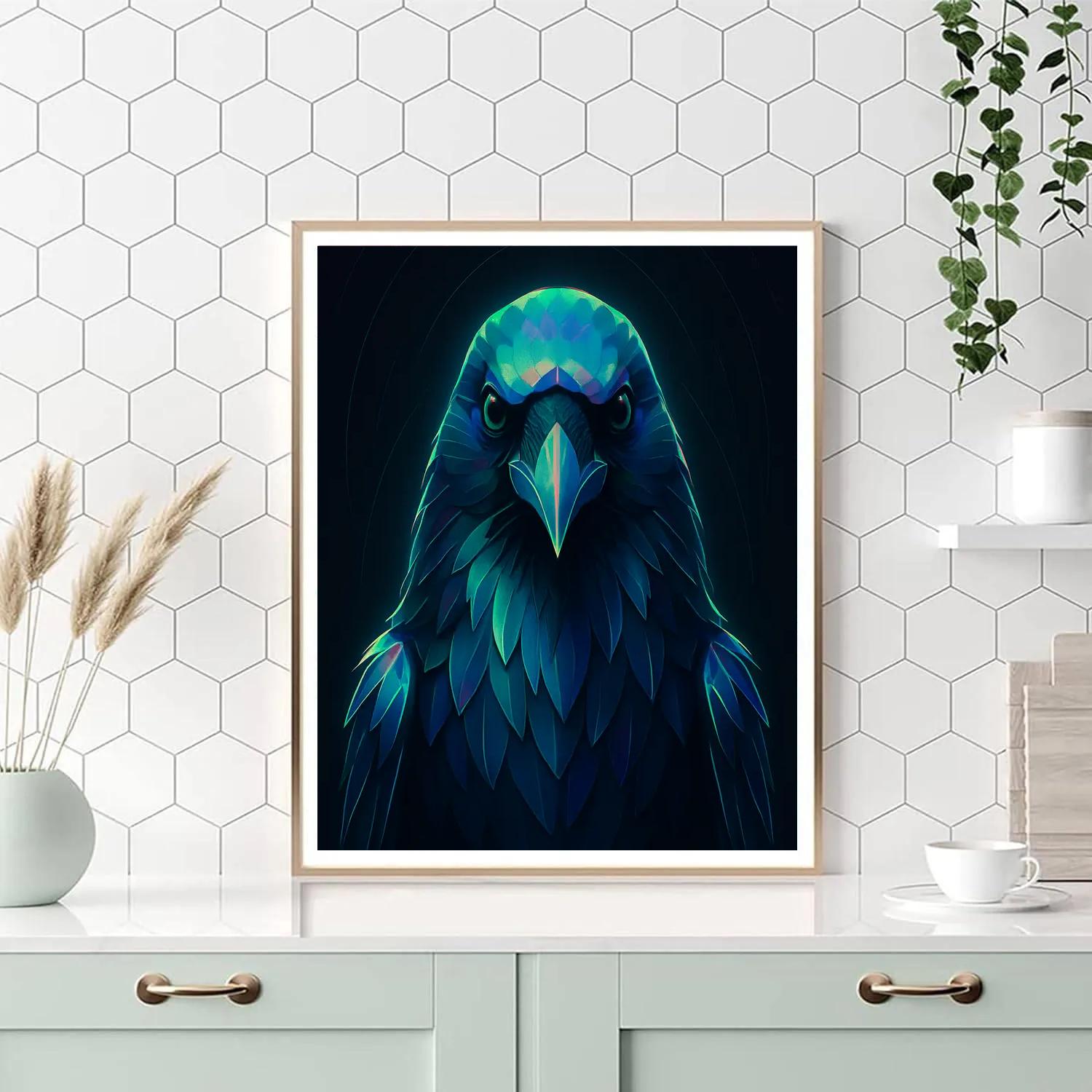 Aurora Raven Mirror Portrait paint by numbers