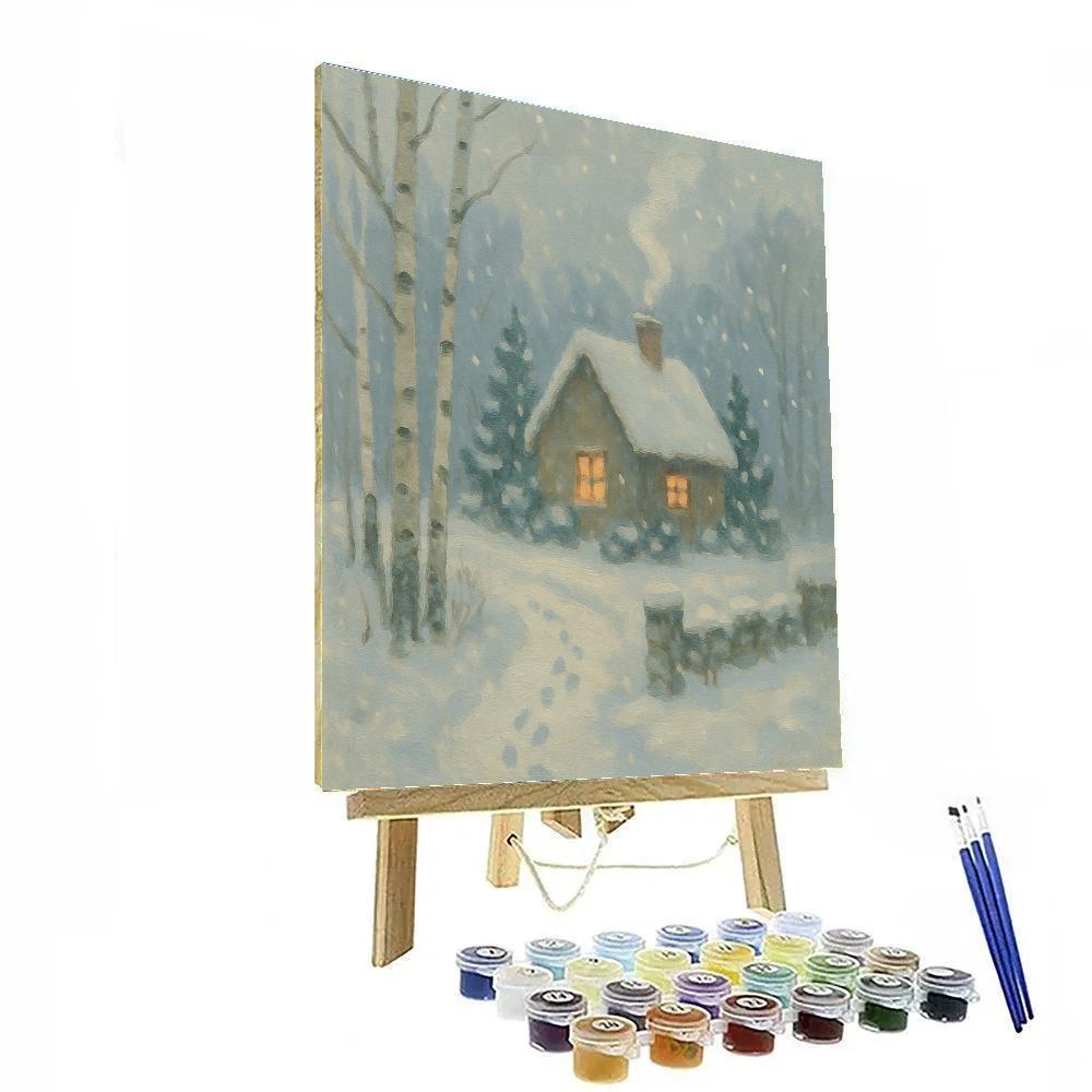 Cottage Hearthlight In A Snowfall Haze Number painting