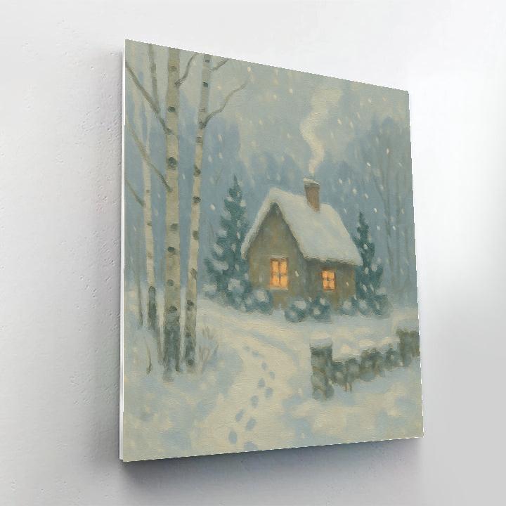Cottage Hearthlight In A Snowfall Haze Number painting