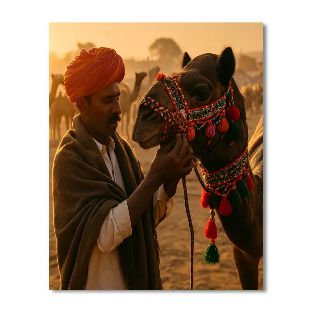 Pushkar Camel Fair Sunrise Rajasthan DIY paint by numbers