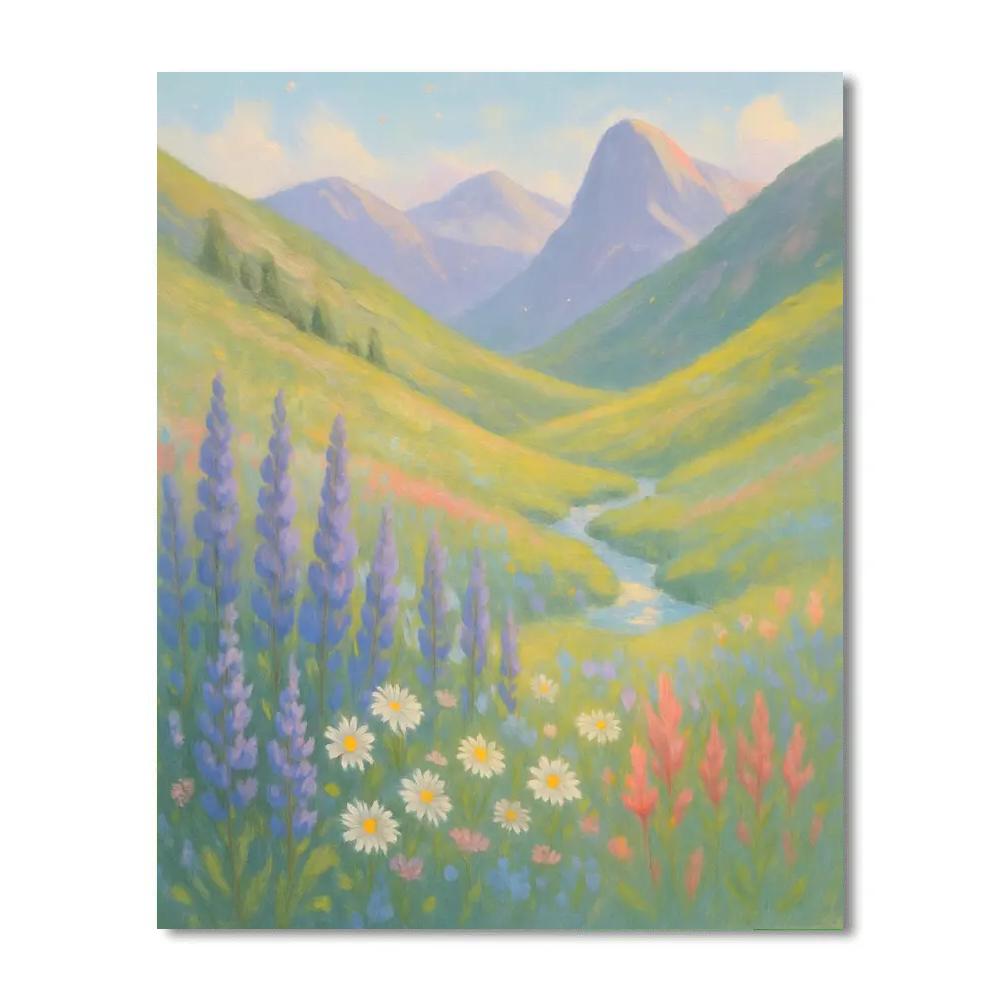 Sunlit Wildflower Bowl In The High Meadow Paint by numbers art