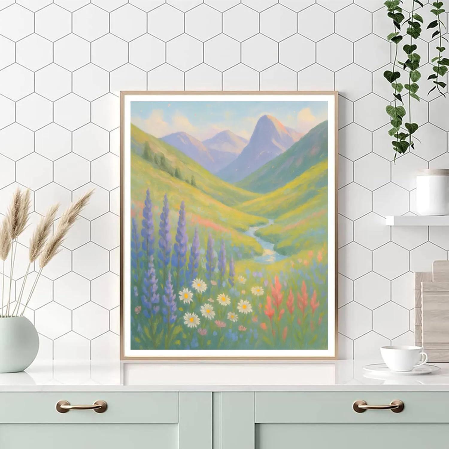 Sunlit Wildflower Bowl In The High Meadow Paint by numbers art