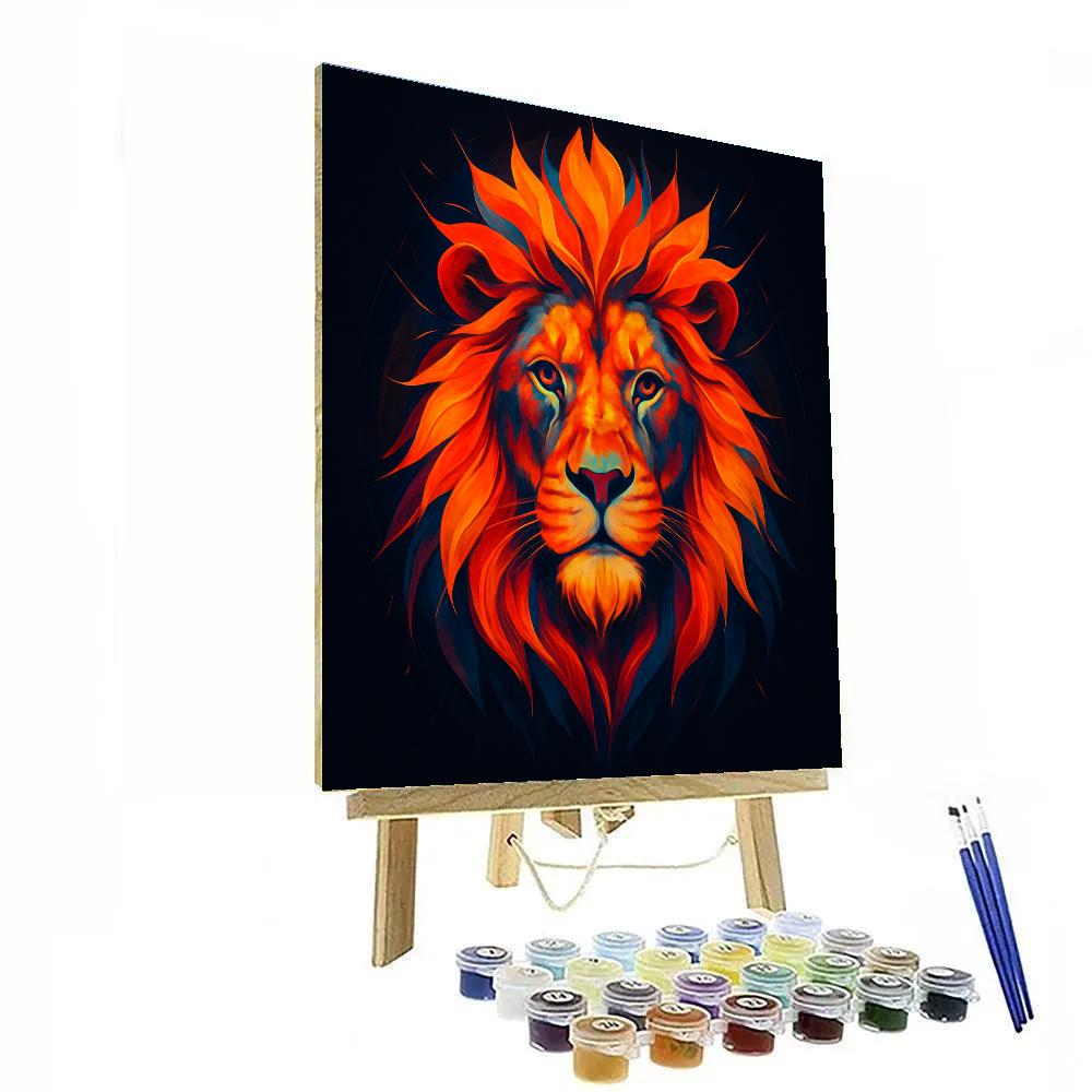 Solar Crown Maned Lion Number painting