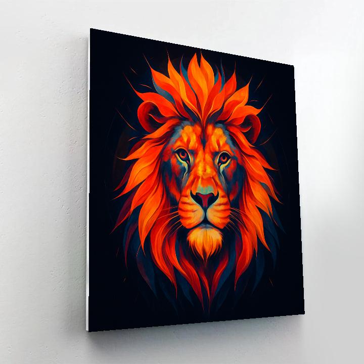 Solar Crown Maned Lion Number painting