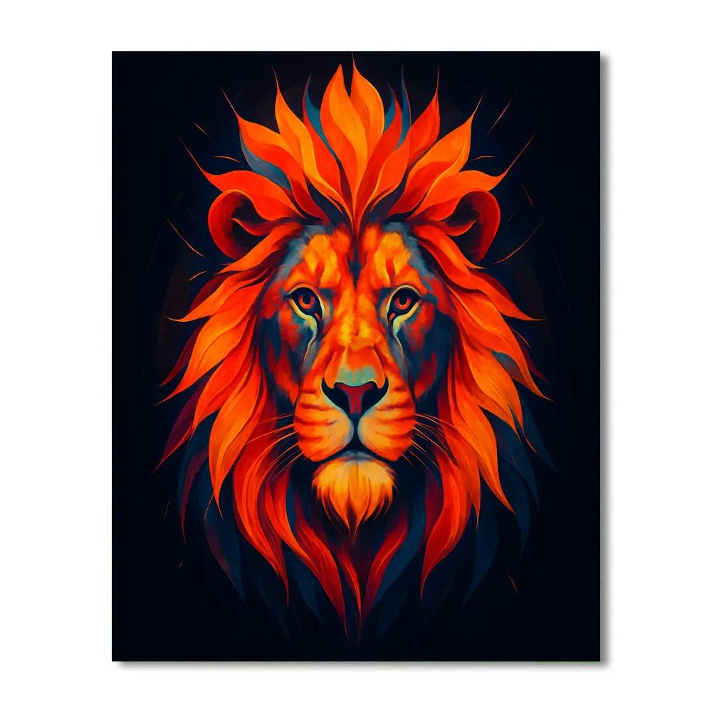 Solar Crown Maned Lion Number painting