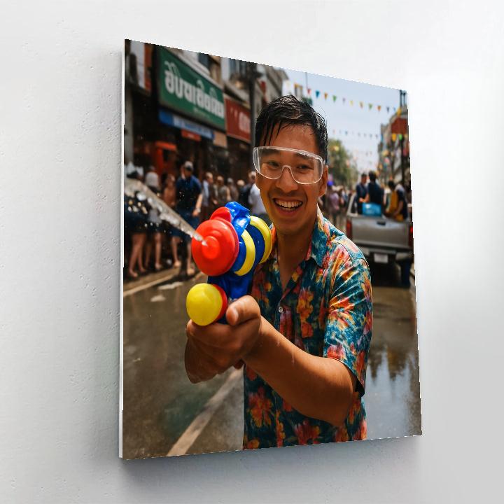 Songkran Water Festival Chiang Mai Street paint by numbers