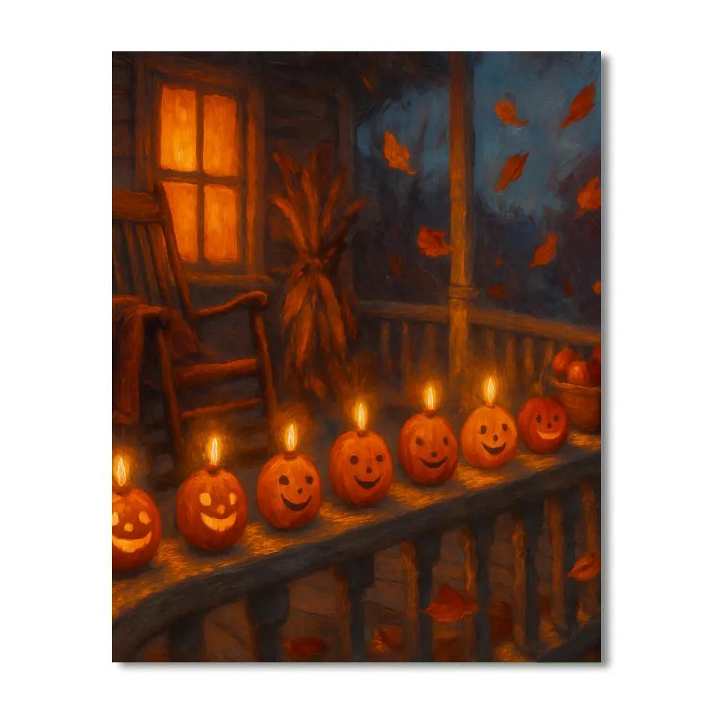 Porchlight Parade Of Tiny Jack O Lanterns Painting by numbers kit