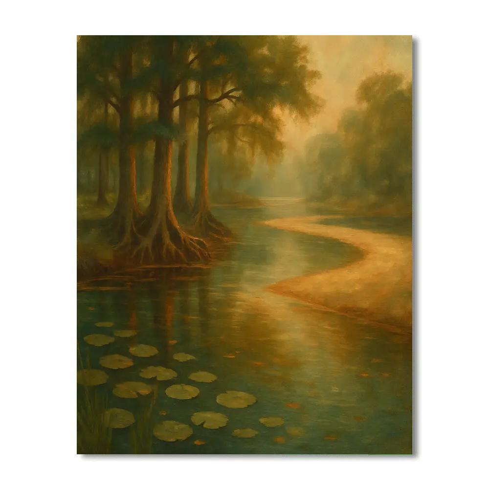 Cypress Reflections Along The Copper River Bend paint by numbers
