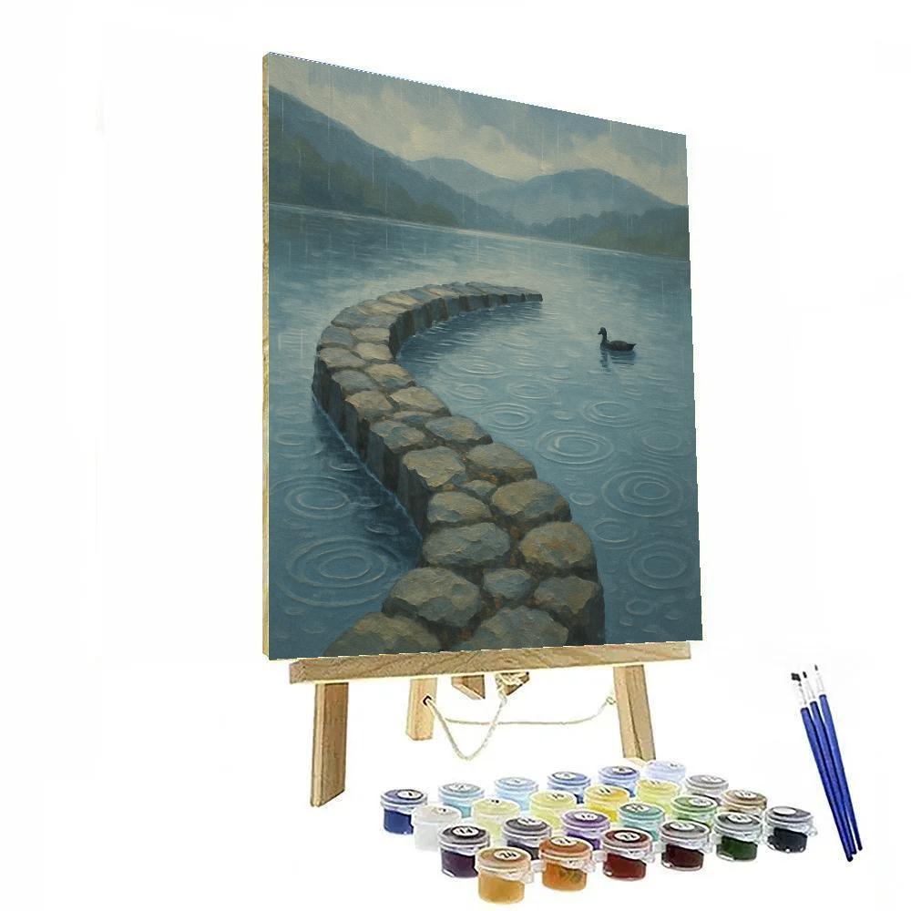 Rainy Day Ripples By The Stone Jetty paint by color