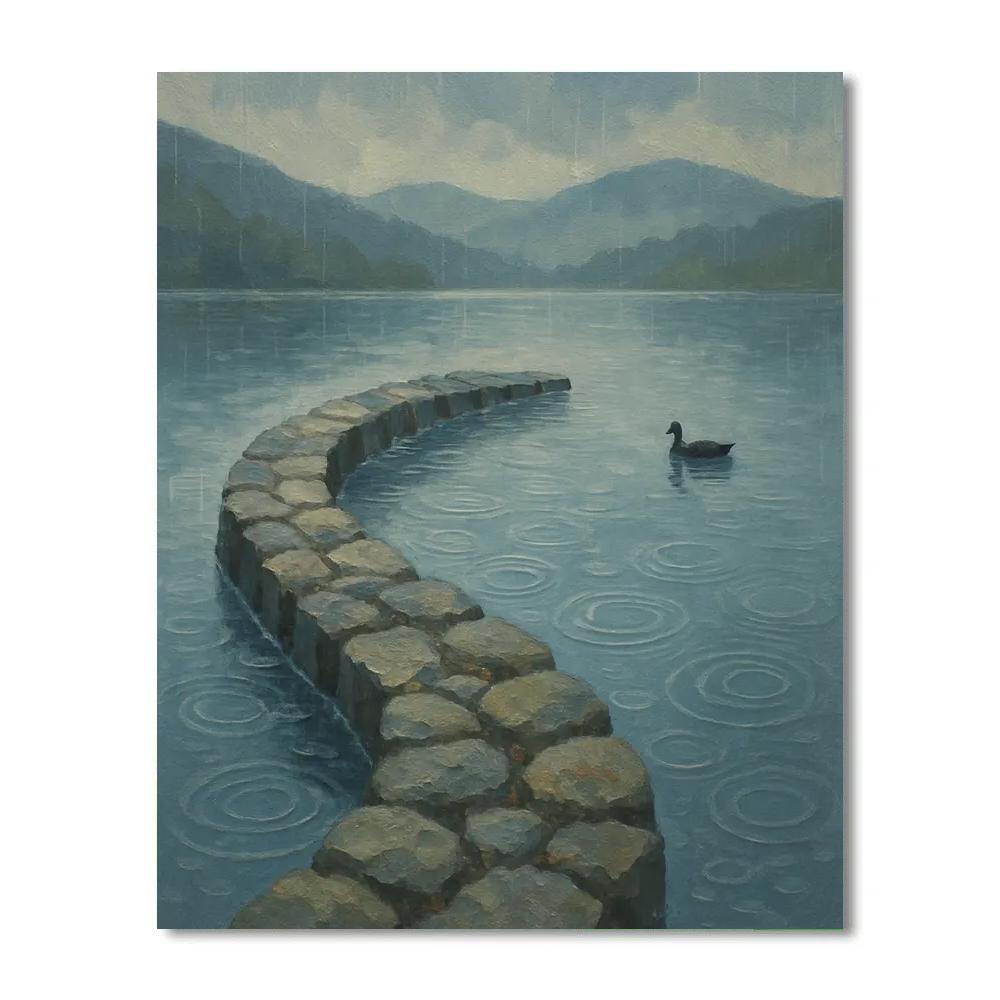 Rainy Day Ripples By The Stone Jetty paint by color