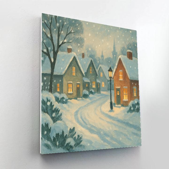Village Street Under Soft Christmaslike Lights paint by color