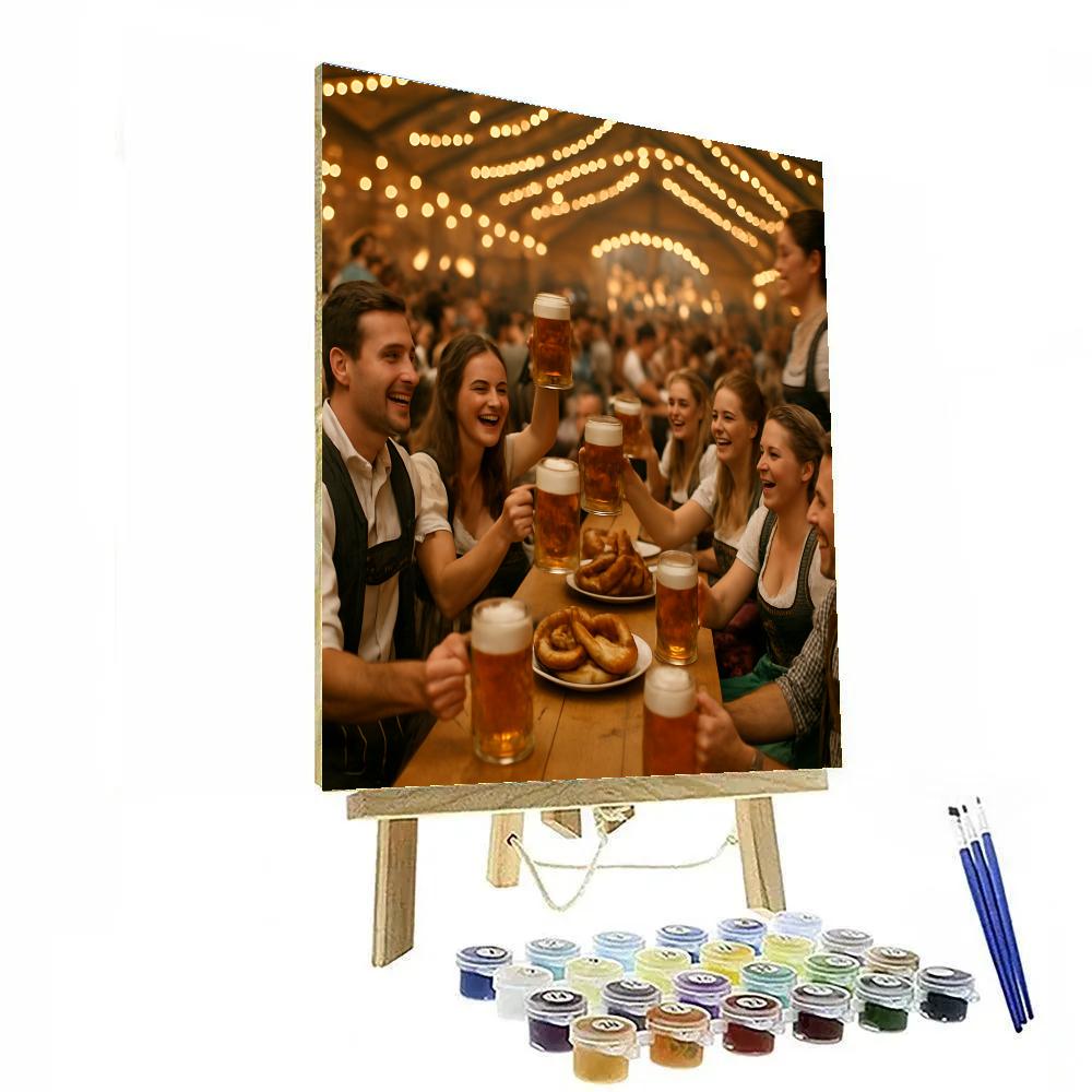 Oktoberfest Beer Tent Munich Evening paint by color