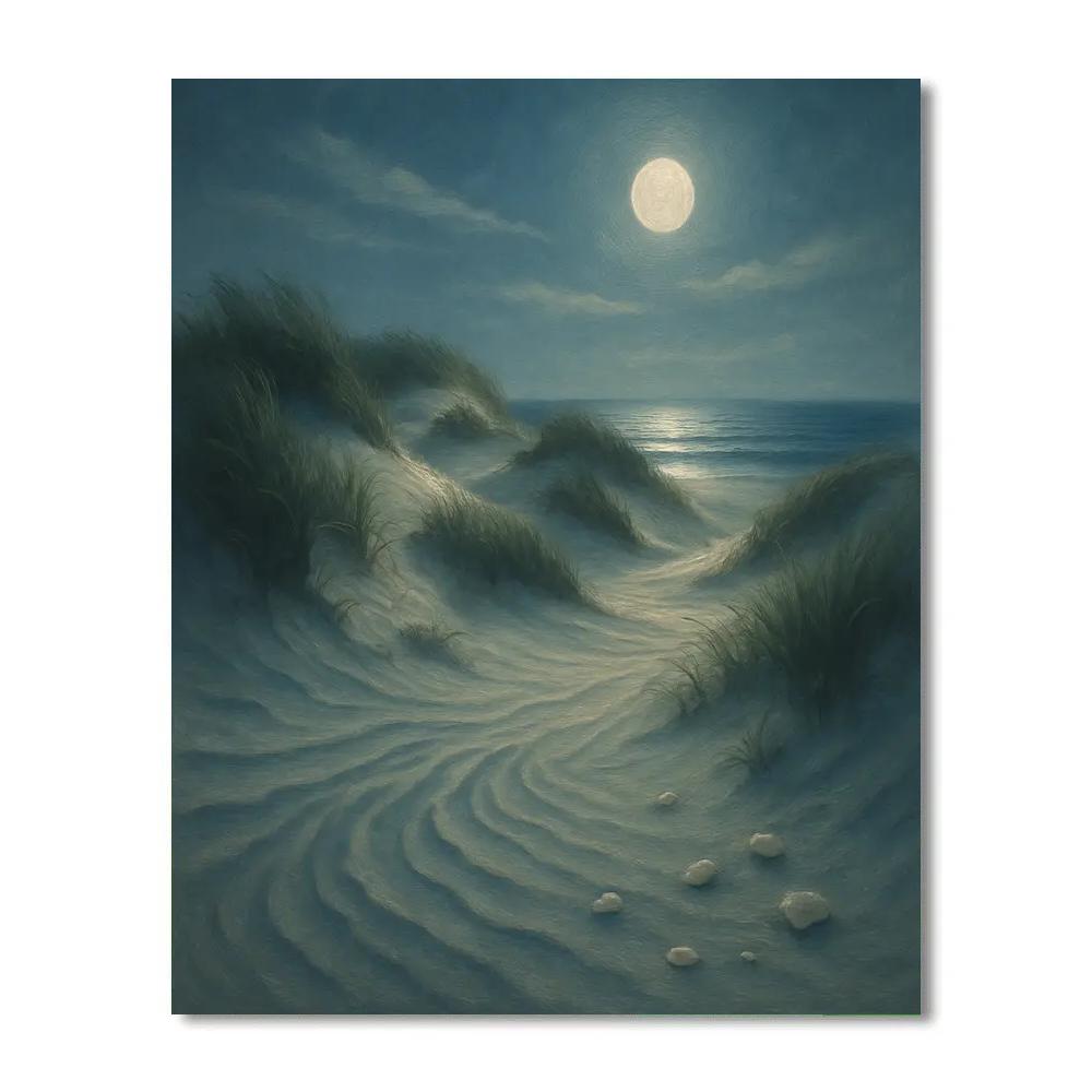 Moonlit Dunes And The Silent Sea Grass Paint by numbers art