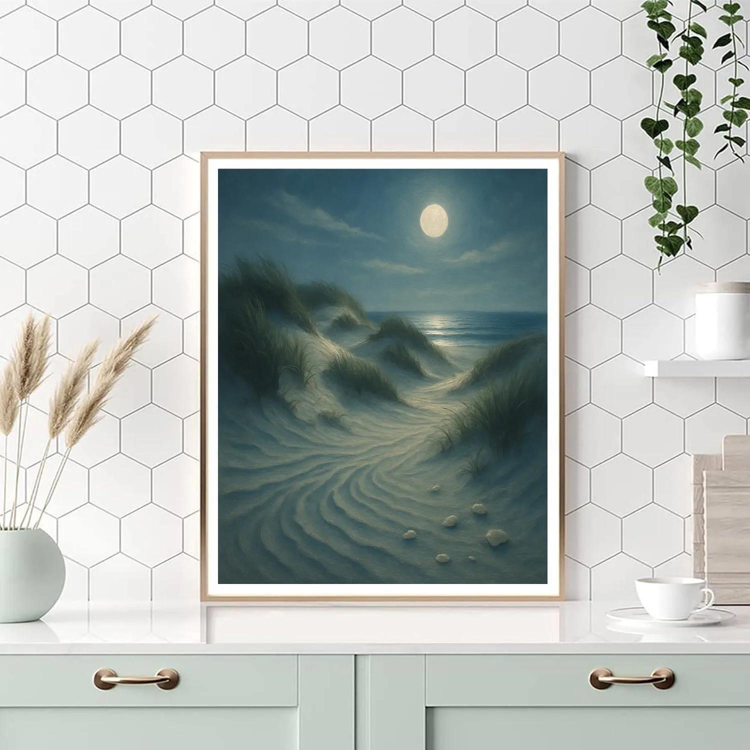Moonlit Dunes And The Silent Sea Grass Paint by numbers art